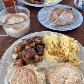 Petit Soleil - Biscuits and Gravy with sausage gravy Chicken Fried Steak & Eggs - Breakfast & Brunch Near Me - Napa, California