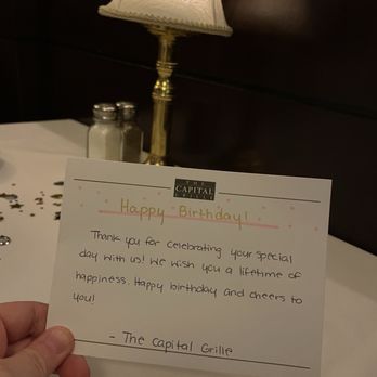 The Capital Grille - Amazing birthday card! - Steakhouses Near Me - Seattle, Washington The Capital Grille - Amazing birthday card! - Steakhouses Near Me - Seattle, Washington