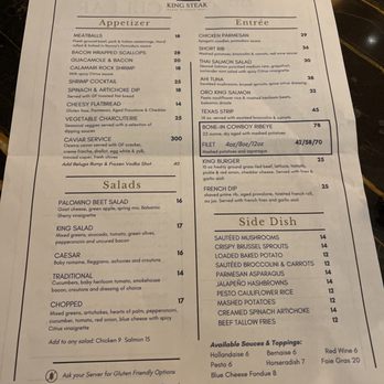 King Steak - Dinner menu - Steakhouses Near Me - Houston, Texas