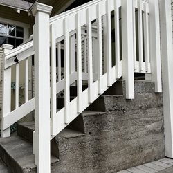 Meadows Custom Builders - Railings by Meadows Custom Builders on old exterior stairs. Very sturdy, finished eight years ago.