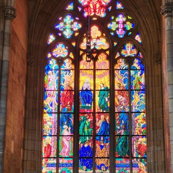 Pražský hrad - Stained glass windows inside St. Vitus Cathedral - Landmarks & Historical Buildings Near Me - Prague, Puerto Rico