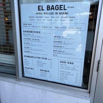 El Bagel - Menu.. But nothing available because they sold out hours before they closed. Go elsewhere. These people cannot run or manage a business - Bagels Near Me - Miami, Florida El Bagel - Menu.. But nothing available because they sold out hours before they closed. Go elsewhere. These people cannot run or manage a business - Bagels Near Me - Miami, Florida