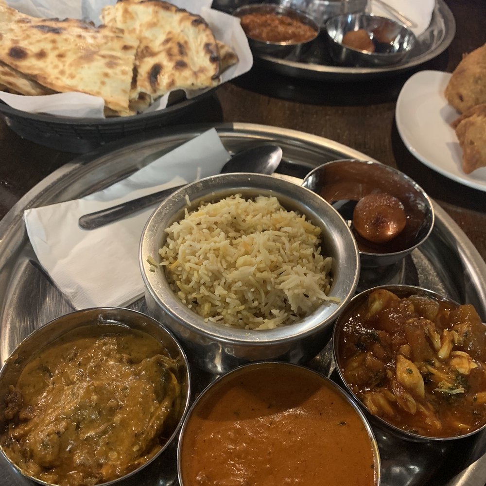 Mt. Everest Grill And Bar - Thali! Lamb Korma, Chicken Tikka Masala, Crab Mango. My husband has Lamb Vindaloo, Chicken Saag, and Chicken Tikka Masala - Indian Near Me - Sherman, Texas Mt. Everest Grill And Bar - Thali! Lamb Korma, Chicken Tikka Masala, Crab Mango. My husband has Lamb Vindaloo, Chicken Saag, and Chicken Tikka Masala - Indian Near Me - Sherman, Texas