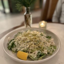 Delicious Caesar salad with Dungeness crab.