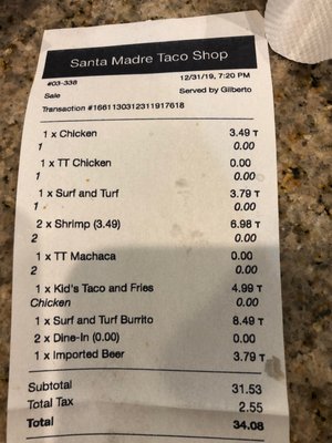 Menu photo 7 Santa Madre Taco Shop Tempe, AZ