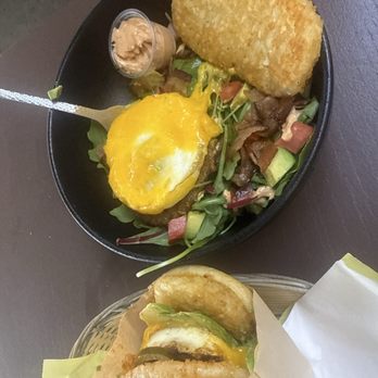 Eggspresso Muffins - Sunshine Chorizo with Extra Hash brown and Keto Bowleith hash brown - Breakfast & Brunch Near Me - Los Angeles, California