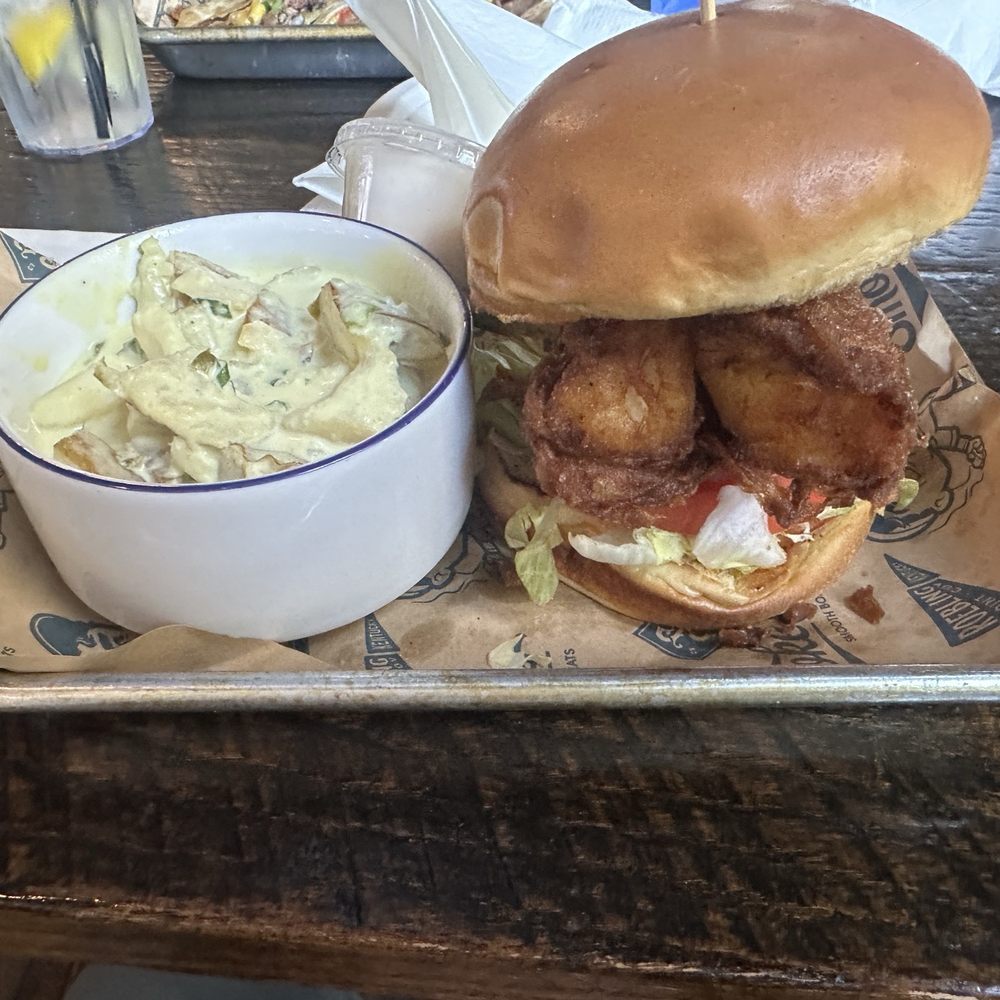 Smoke Justis - Cod sandwich w/ potato salad - Bars Near Me - Covington, Kentucky Smoke Justis - Cod sandwich w/ potato salad - Bars Near Me - Covington, Kentucky