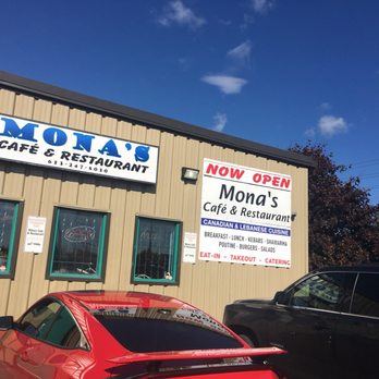 Mona's Cafe & Restaurant - a red car parked in front of the restaurant - Middle Eastern Near Me - Ottawa, Ontario