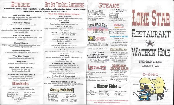Menu photo 7 Lonestar Restaurant Concrete, WA Menu photo 7 Lonestar Restaurant Concrete, WA