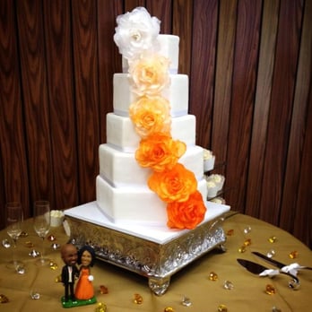 Bayked With Love - My wedding cake, 5 layer hexagon-custom silk flowers: lemon, white w/ fresh strawberries, orange velvet, butter pecan, chocolate - Cupcakes Near Me Bayked With Love - My wedding cake, 5 layer hexagon-custom silk flowers: lemon, white w/ fresh strawberries, orange velvet, butter pecan, chocolate - Cupcakes Near Me