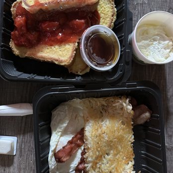 Saw Mill Cafe - Strawberry Rhubarb French toast with combo option - Cafes Near Me - Mill Creek, Washington Saw Mill Cafe - Strawberry Rhubarb French toast with combo option - Cafes Near Me - Mill Creek, Washington
