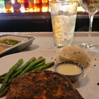 Bonefish Grill - Ordered the Grilled Salmon with mashed potato and Asparagus,  along with a nice Riesling. - Seafood Near Me - North Canton, Ohio