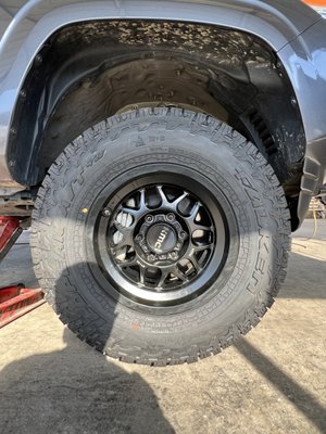 2021 TACOMA SR - This 2021 Tacoma SR was serviced with 4 new KMC Wheels & 4 new Falken Wild Peak AT.
Sensors were swapped out from stock wheels into new wheels 
KMC Wheels : 16x8
Falken Wild Peak : 265/70/16