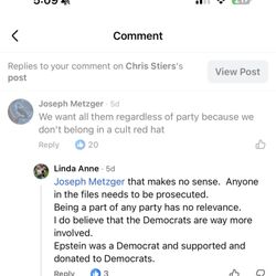 Tin Roof - I'm not sure how she thought I didn't want everybody prosecuted who's in the Epstein files.   But everybody needs to go to jail