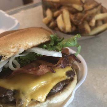 Atomic Burger - Atomic burger with bacon. Delicious and fresh ingredients. Fries cooked perfectly - Fast Food Near Me - Metairie, Louisiana