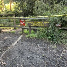 Caution tape across the entrance of trail but that didn't stop us
