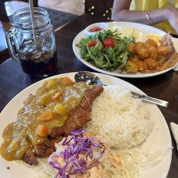 The Sweet Sap - Chicken Katsu with Rice  Eggs over easy with hash brown - New American Near Me - Flushing, New York