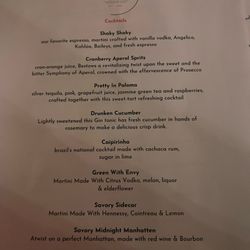 Savory Memories - Cocktail menu