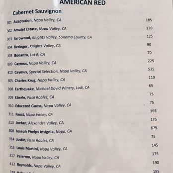 Gallagher's Steakhouse - Wine Menu (2025 November) - Steakhouses Near Me - Las Vegas, Nevada