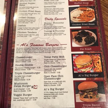 Al's Hamburgers - Menu - Burgers Near Me - Arlington, Texas