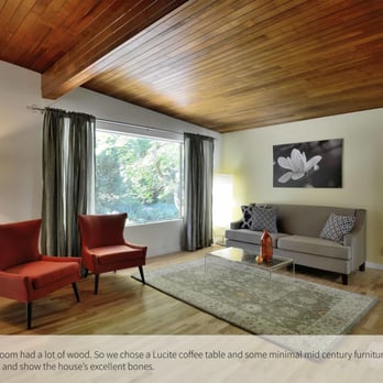 Jump Start Staging - We maximized the beautiful mid century features of this living room by clean lines and minimal furnishings. - Home Staging Near Me Jump Start Staging - We maximized the beautiful mid century features of this living room by clean lines and minimal furnishings. - Home Staging Near Me