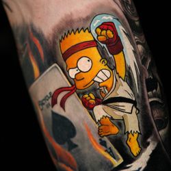 Crop Circles Tattoo Studio - Bart Simpson tattoo by Dave Fernandez