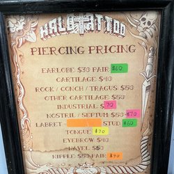Halo Tattoos - Piercing Pricing