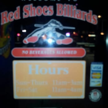 Red Shoes Billiards - Sign with hours - Pool Halls Near Me - Alsip, Illinois