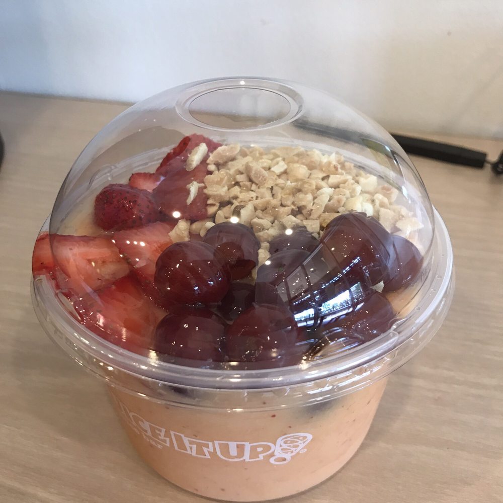 Juice It Up! - Mango Mania bowl with strawberries, grapes, and peanuts! Delicious!!!! - Juice Bars & Smoothies Near Me - Santa Ana, California Juice It Up! - Mango Mania bowl with strawberries, grapes, and peanuts! Delicious!!!! - Juice Bars & Smoothies Near Me - Santa Ana, California