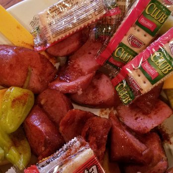 Corky's - Sausage & cheese plate - Barbeque Near Me - Collierville, Tennessee