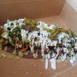 Blue Corn Huarache w/ Beef Tinga Blue Corn Huarache w/ Beef Tinga