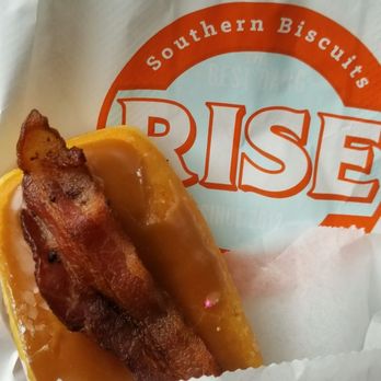Rise Southern Biscuits & Righteous Chicken - Maple bacon doughnut - Breakfast & Brunch Near Me - Durham, North Carolina Rise Southern Biscuits & Righteous Chicken - Maple bacon doughnut - Breakfast & Brunch Near Me - Durham, North Carolina