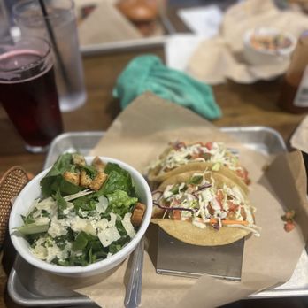 Tavern on Main - Batter fish tacos.  They are ok, nothing special .  Cesar salad ok , I do have to ask for my dressing - Burgers Near Me - Visalia, California