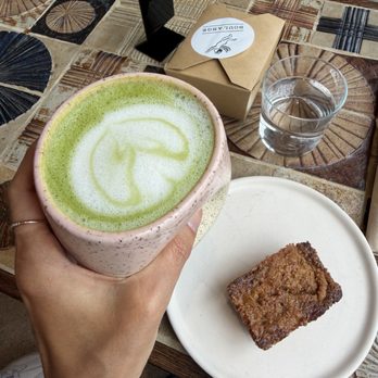 Boul'ange - Matcha latte w honey and banana loaf - Pizza Near Me - Los Angeles, California