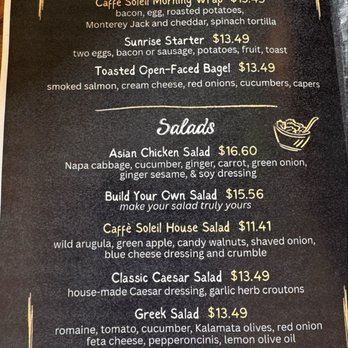 Caffe Soleil - Menu - Cafes Near Me - Salinas, California Caffe Soleil - Menu - Cafes Near Me - Salinas, California