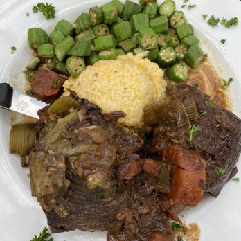 Juniper on Main - Short ribs with grits & okra - Southern Near Me - Carmel, Indiana Juniper on Main - Short ribs with grits & okra - Southern Near Me - Carmel, Indiana
