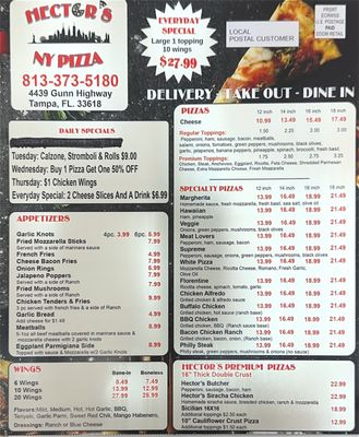 Menu photo 3 Hectors NY Pizza Greater Carrollwood, FL