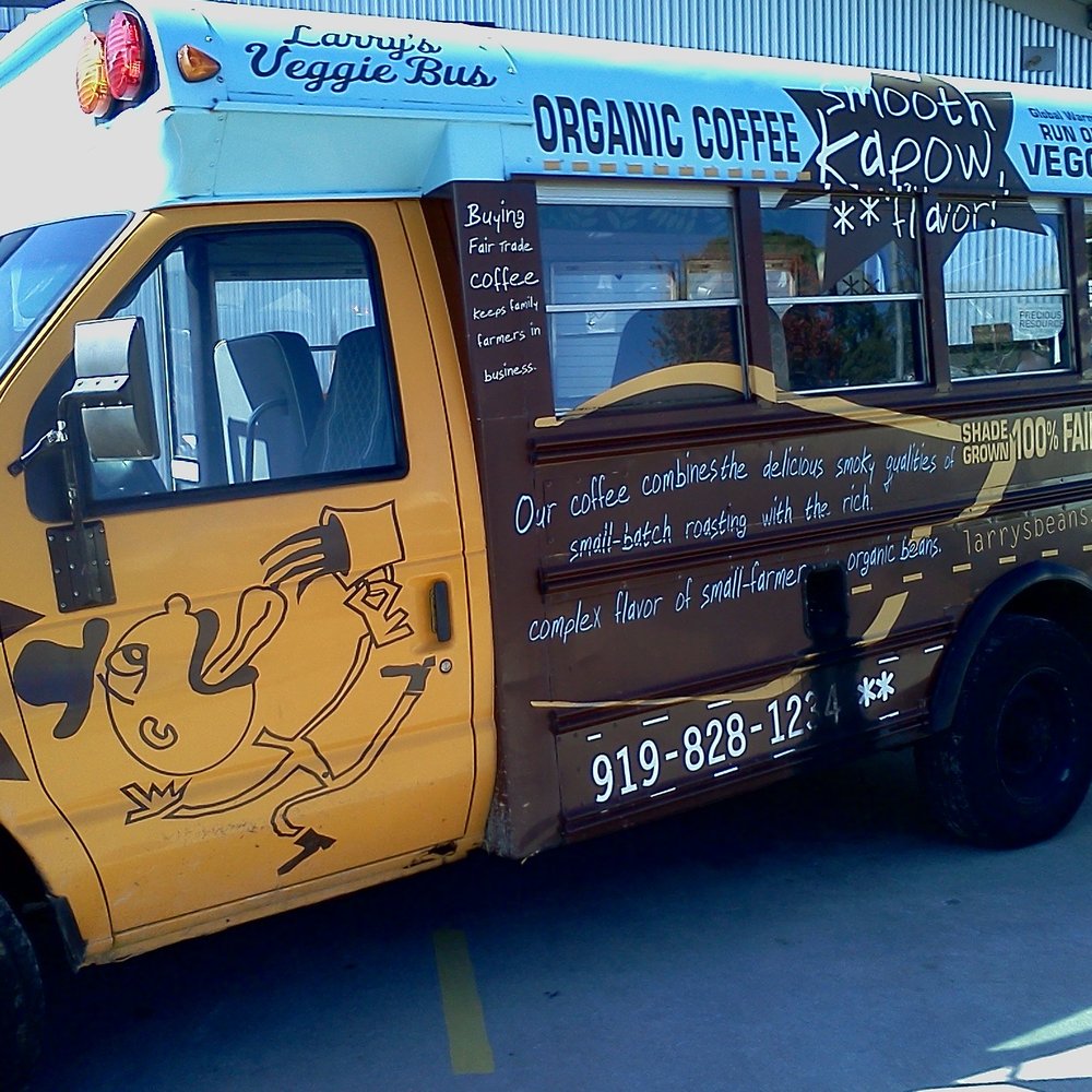 Larry's Coffee - Little bus that's runs on veggie oil that delivers the coffee. - Coffee Roasteries Near Me - Raleigh, North Carolina Larry's Coffee - Little bus that's runs on veggie oil that delivers the coffee. - Coffee Roasteries Near Me - Raleigh, North Carolina