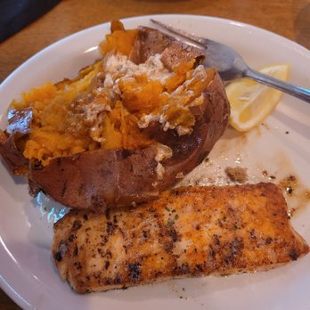 Texas Roadhouse - 5 oz Salmon and sweet potato - Steakhouses Near Me - Willoughby, Ohio Texas Roadhouse - 5 oz Salmon and sweet potato - Steakhouses Near Me - Willoughby, Ohio