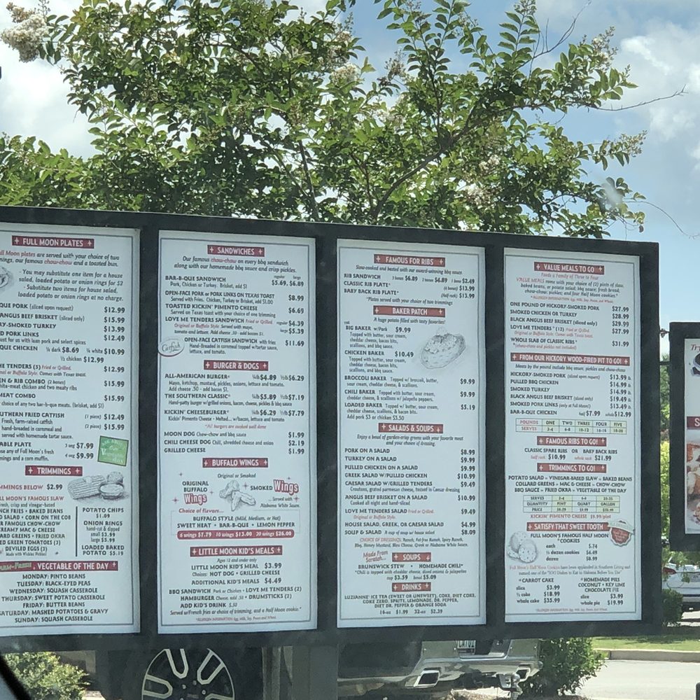 Full Moon Bar-B-Que - Drive thru menu - Barbeque Near Me - Montgomery, Alabama Full Moon Bar-B-Que - Drive thru menu - Barbeque Near Me - Montgomery, Alabama