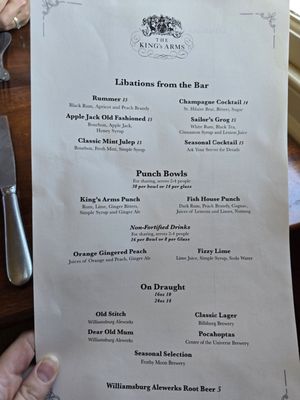 Menu photo 6 King's Arms Tavern Williamsburg, VA Menu photo 6 King's Arms Tavern Williamsburg, VA