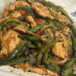 Thai basil green beans. Did come with a side of white rice as well! Thai basil green beans. Did come with a side of white rice as well!