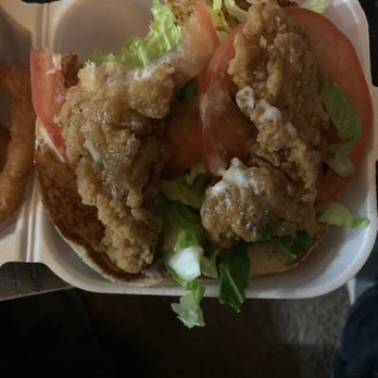 Burger Street - Breaded chicken sandwich that ended up being two very small chicken strips. - Burgers Near Me - Roanoke, Texas Burger Street - Breaded chicken sandwich that ended up being two very small chicken strips. - Burgers Near Me - Roanoke, Texas