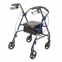 Surgery Recovery Shop - The Blue and Red Steel Rollator with 6'' wheels features a strong, durable steel frame that supports up to 350 lbs.
