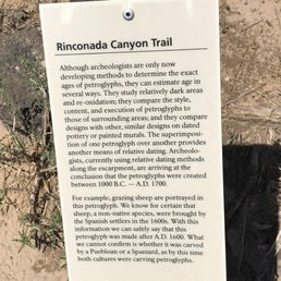 Placard about Rinconda Canyon Trail - Petroglyph National Park