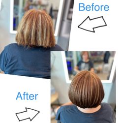 Rumor Mill Salon - Before and after of a very happy guest