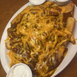 Cheese Fries, added chili on top. Cheese Fries, added chili on top.