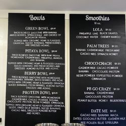 Carolina’s Juice Bar - Menu