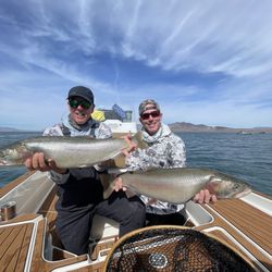 Lacey's Guide Service - Double Hook Up Lahontan Cutthroat Trout Pyramid Lake Nevada.