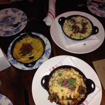 FINKA Table & Tap - From top left to bottom: tamal en casuela, Mac n cheese and kimchee fries. - Asian Fusion Near Me - Miami, Florida FINKA Table & Tap - From top left to bottom: tamal en casuela, Mac n cheese and kimchee fries. - Asian Fusion Near Me - Miami, Florida